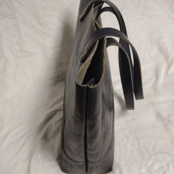 ❤️NELL HARPER England Black Leather Shopper Errand Bag Purse - Picture 5 of 9